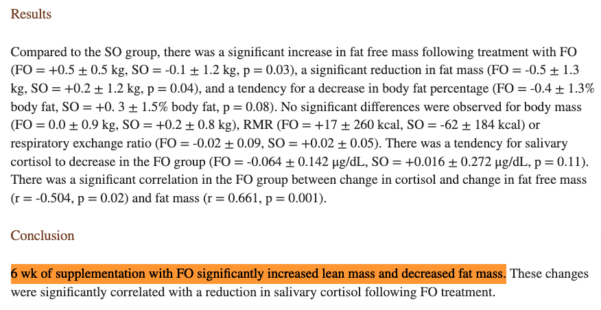 impact of fish oil on lean muscle mass and fat mass