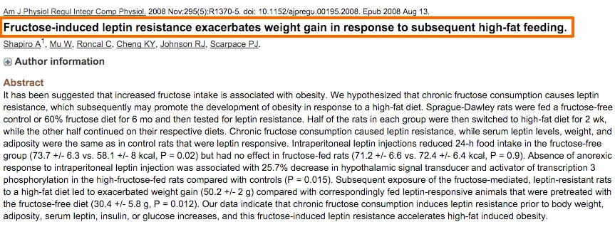 study showing leptin resistance makes weight loss more difficult