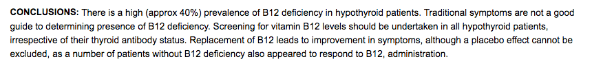 b12 deficiency and hypothyroidism