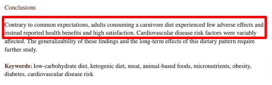 study discussing the potential benefits of the carnivore diet