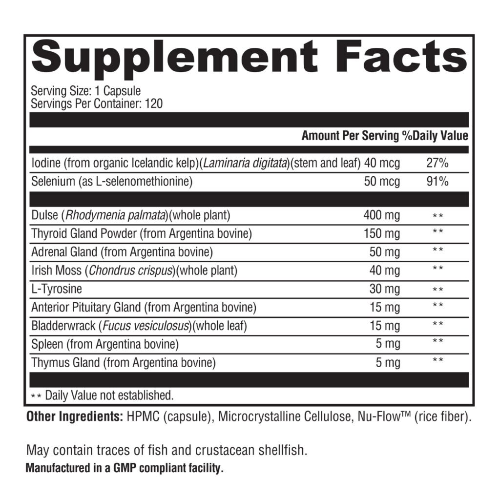 supplement fact panel thyroid glandular ingredients supplement fact panel thyroid glandular ingredients