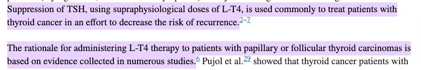 TSH suppression dosing in patients with thyroid cancer