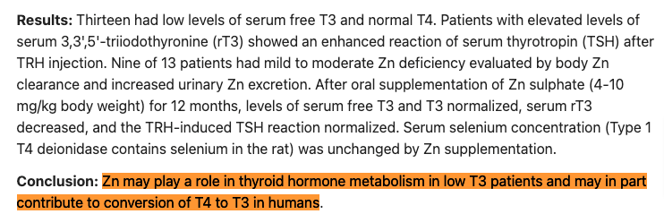 the impact that zinc deficiency has on human thyroid function and conversion