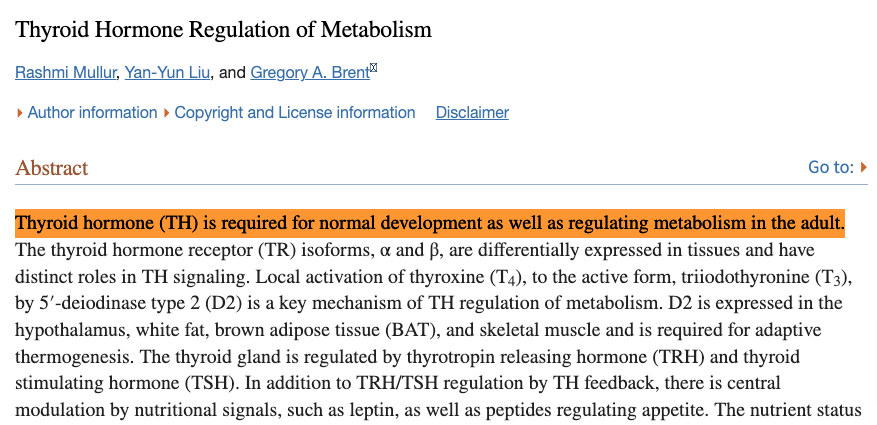 thyroid hormone regulates metabolism in adults