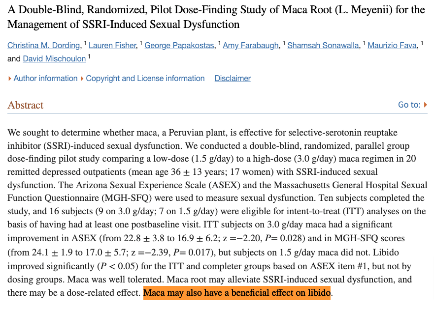 double blind trial showing the impact that maca has on libido