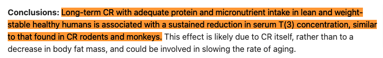 long term calorie restriction reduces t3 levels in humans