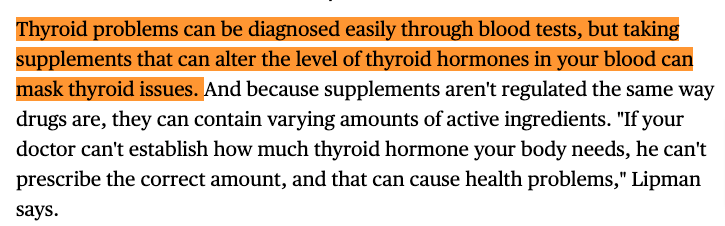 some doctors recommend avoiding thyroid supplements