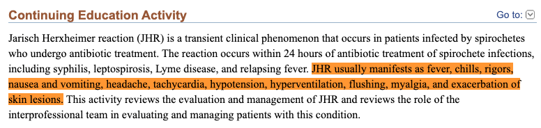 the definition of the herxheimer reaction and how it relates to the use of certain supplements