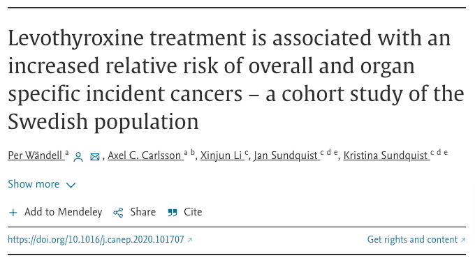 additional studies outlining the connection between levothyroxine use and cancer risk