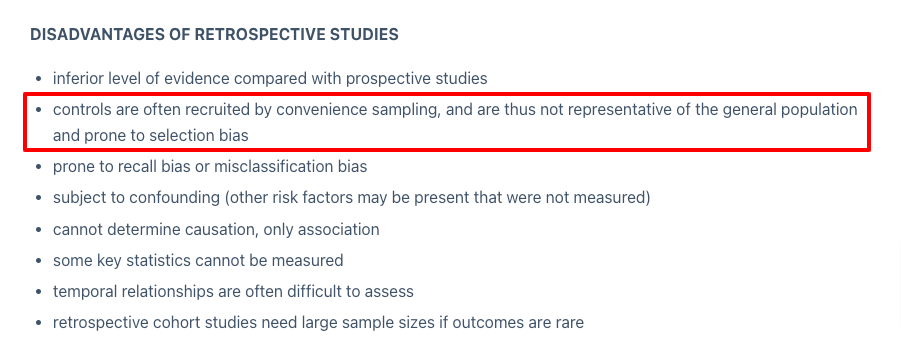 disadvantages and flaws of restrospective studies