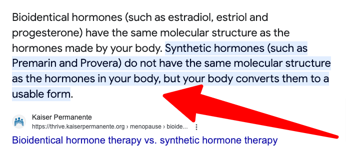 premarin is not a bioidentical estrogen