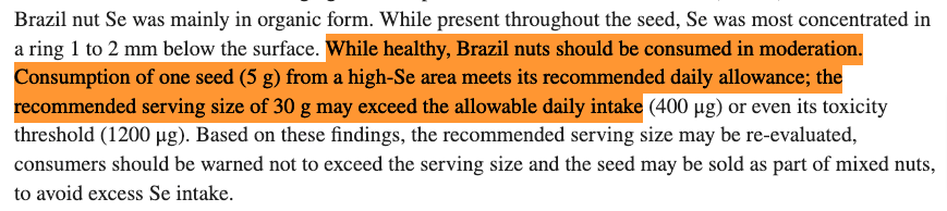 selenium rich soil can impact the selenium content of brazil nuts and plants