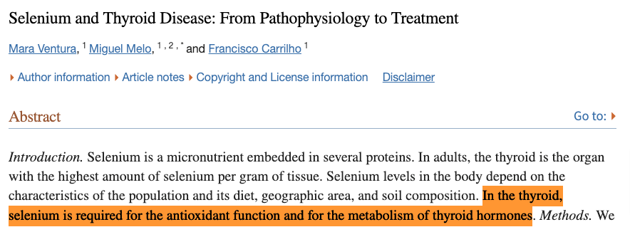 the functions and benefits selenium provides to the thyroid gland