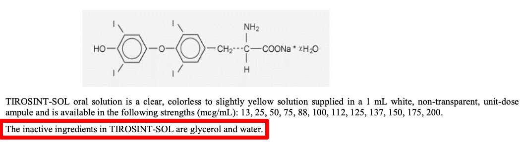 ingredients found in tirosint-sol