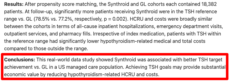 synthroid provides better TSH control compared to levothyroxine