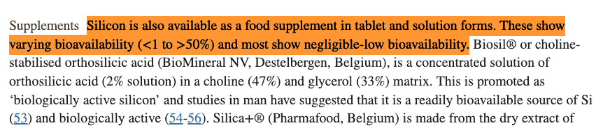 silicon absorption varies from 1 to 50% depending on the formulation