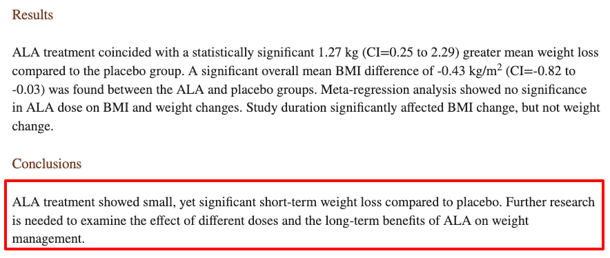 alpha lipoic acid as a potential weight loss therapy