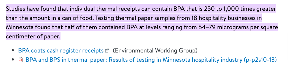 bisphenol a is an endocrine disruptor found on receipts