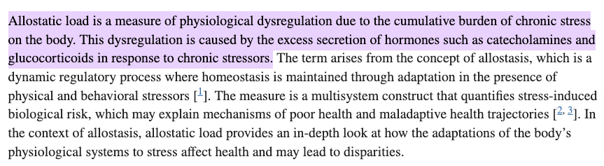 definition of allostatic load and how it relates to total stress