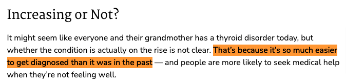 is thyroid disease actually increasing or is it just better diagnostics?