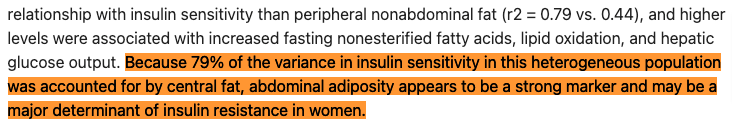 the connection between central abdominal fat and insulin resistance