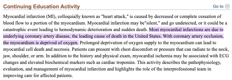 the number 1 cause of myocardial infarction is coronary artery disease