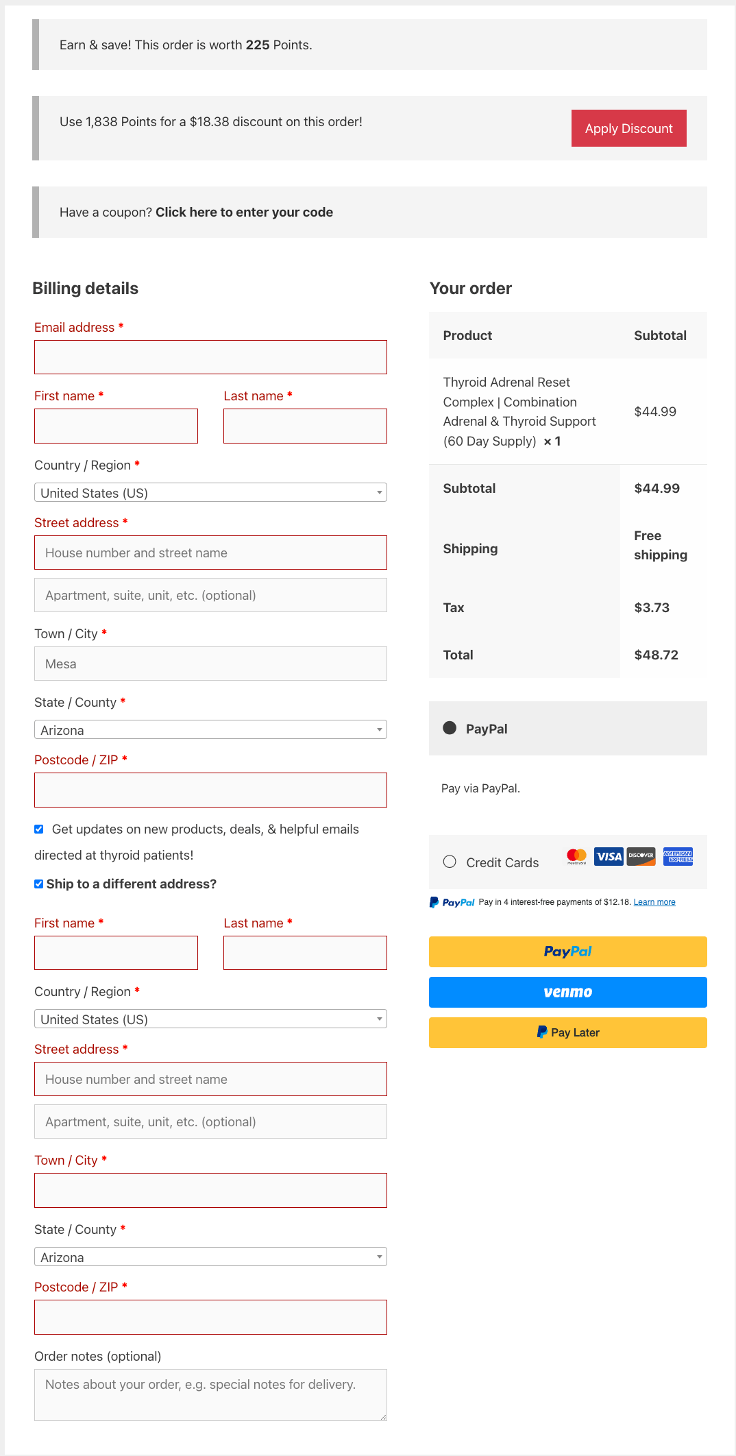 checkout page example for checkout page