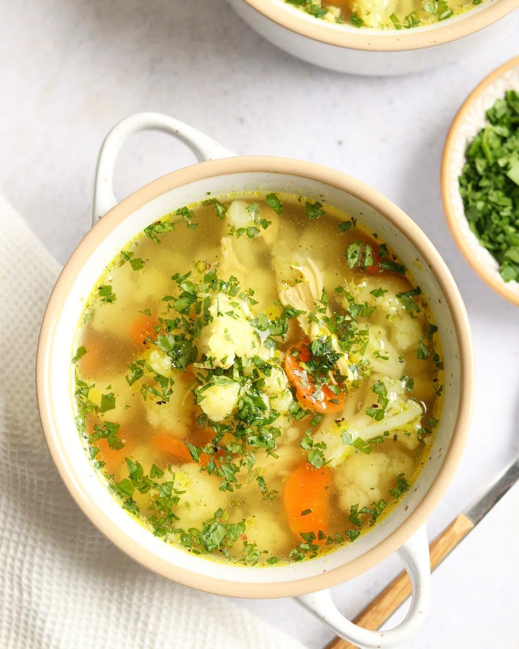 chicken soup with cauliflower dumplings AIP hashimoto's dinner