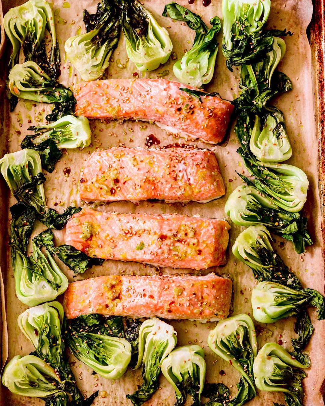 sheet pan salmon and bok choy aip hashimoto's dinner