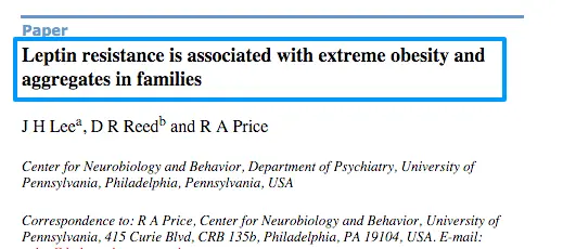study showing leptin resistance may be genetic