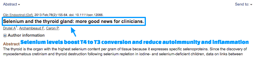 boxed in text from a research study showing evidence that selenium can help thyroid patients. 