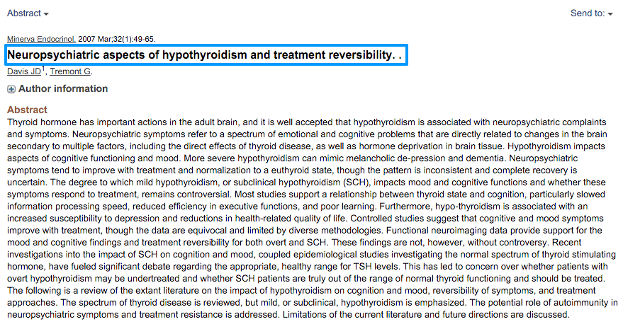 study showing the connection between thyroid disease and psychiatric disorders