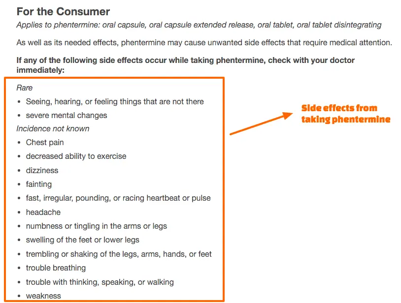 Side effect headache phentermine