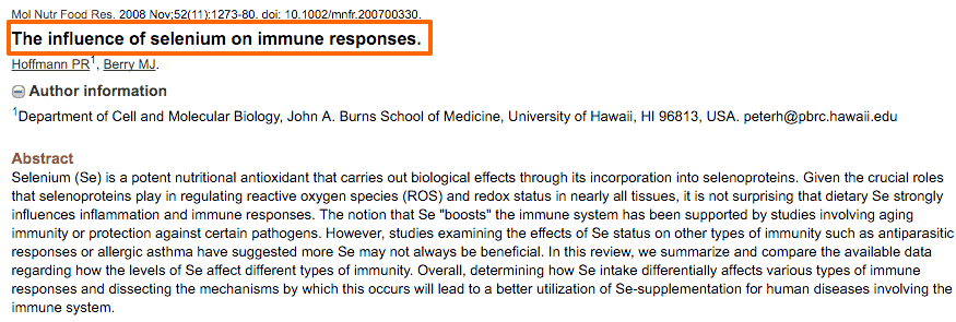 selenium impact on immune response