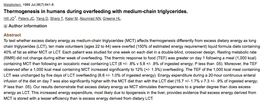 study which shows that MCT increases heat production in humans. 