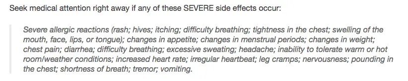 a list of serious adverse reactions that cytomel can cause which would warrant seeking medical advice.