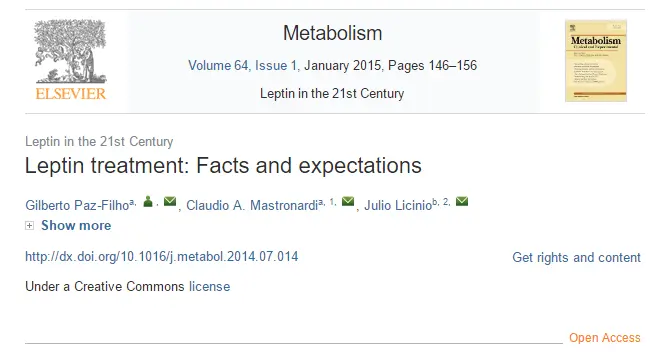 headline of clinical study outlining the facts vs expectations of treating leptin disorders. 