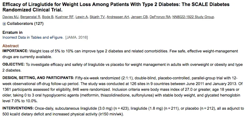 an overview of a study which shows that liraglutide can help weight loss in patients with type II diabetes. 