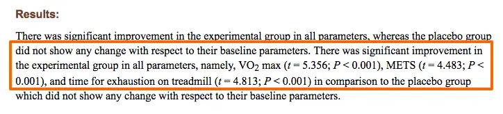 Results from a study showing that ashwagandha supplementation may help improve VO2 max. 