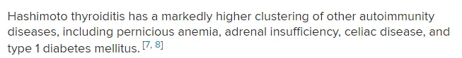 text which shows the association between hashimoto's and other autoimmune diseases. 