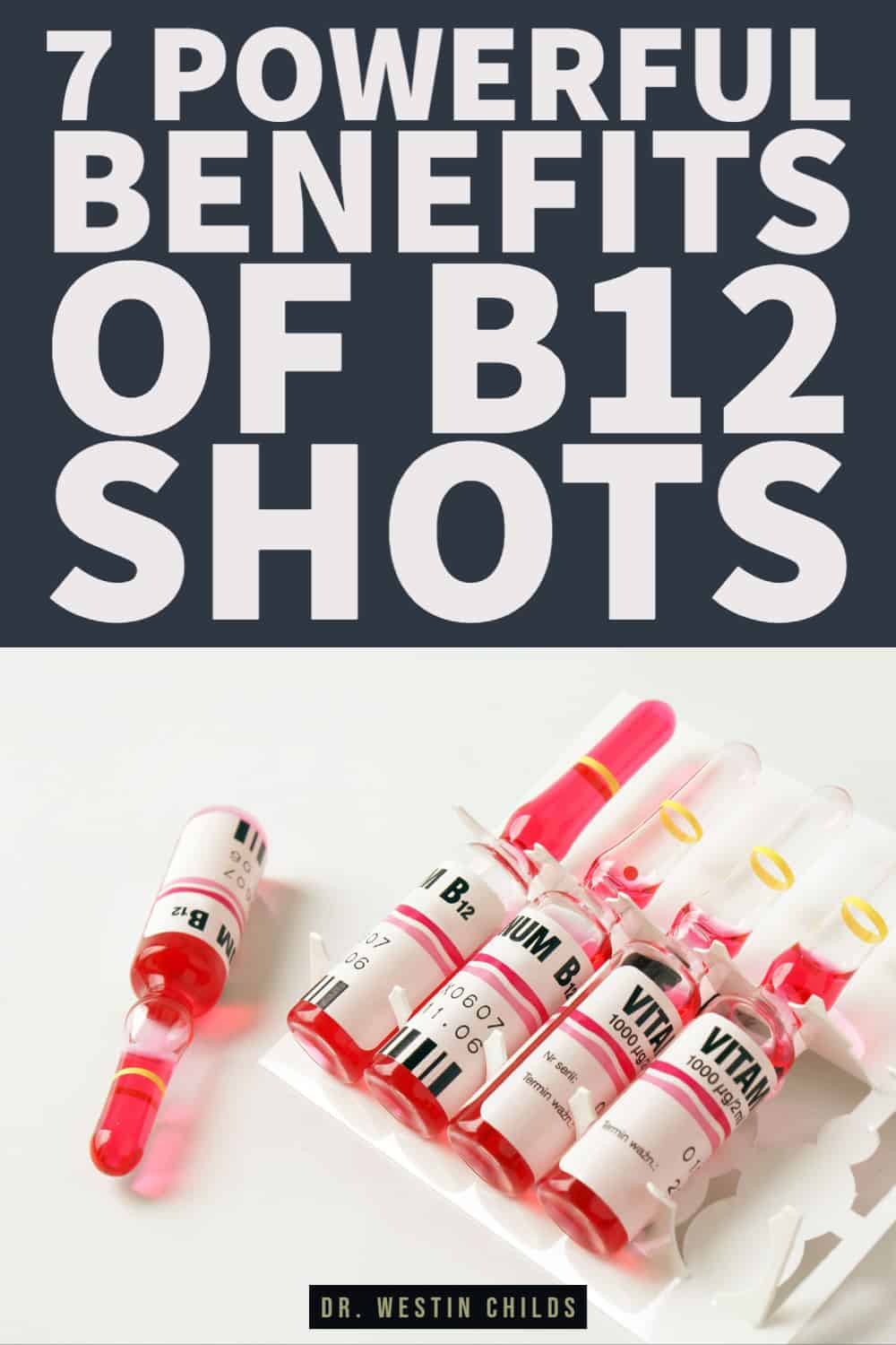 B12 shot benefits and when to use them pinterest image. 