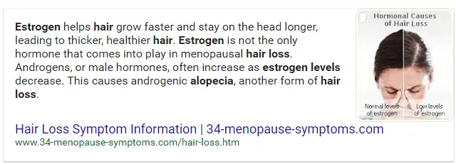 text that describes the relationship estrogen has on hair growth and hair loss. 