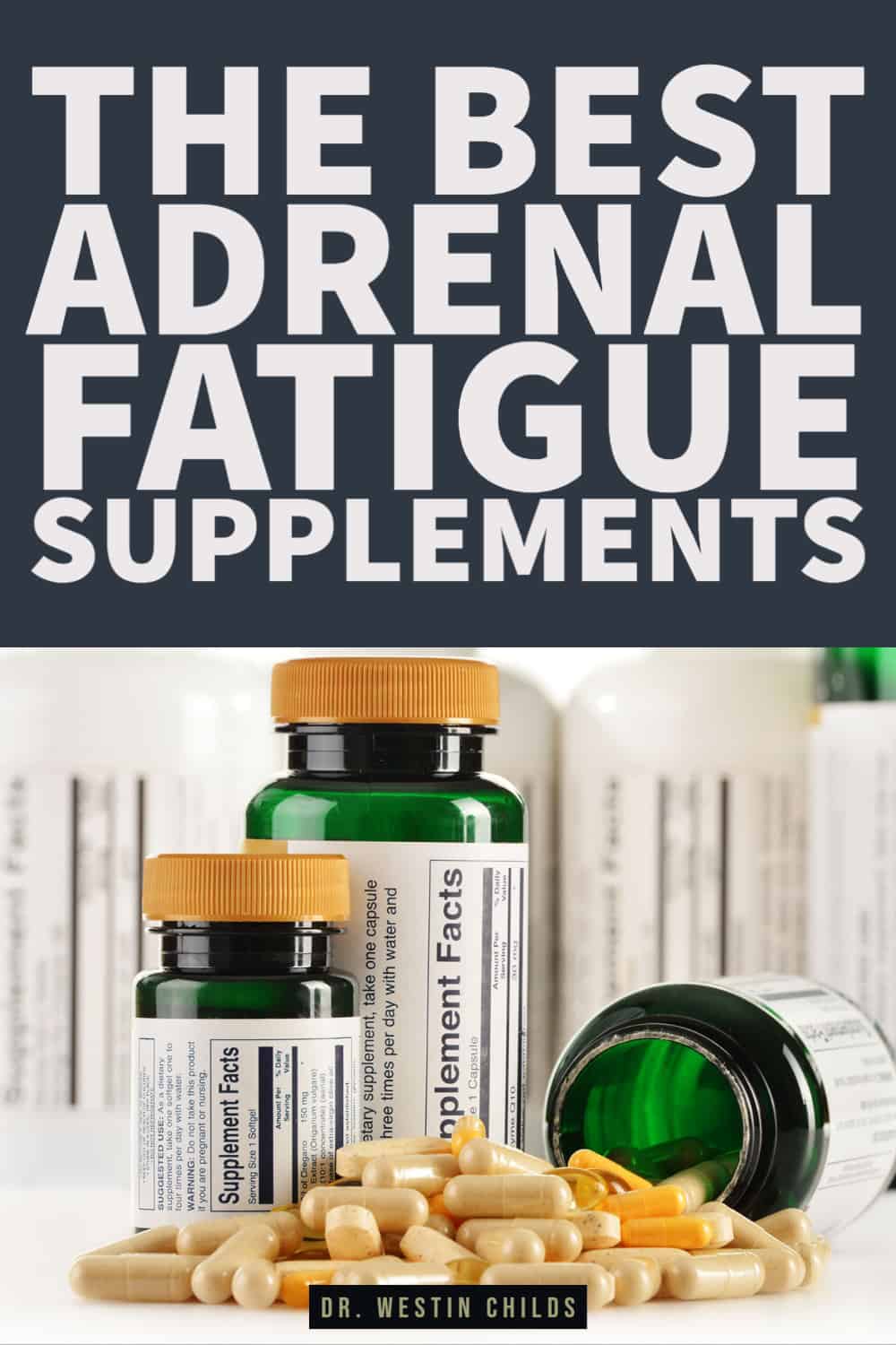 adrenal fatigue supplements for high and low cortisol pinterest image. 