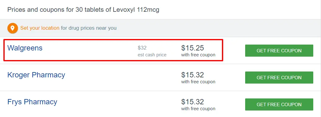 monthly cost of levoxyl