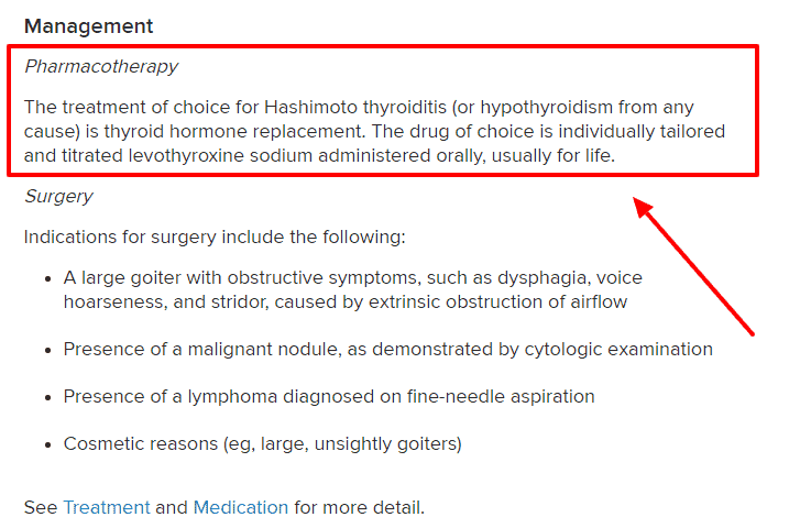 the conventional treatment for hashimotos is medication