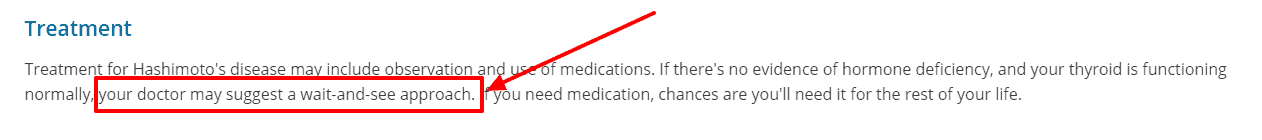 wait and see approach for Hashimoto's thyroiditis