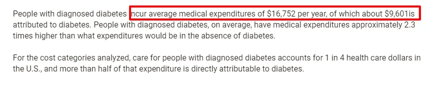 average cost of diabetes per person each year