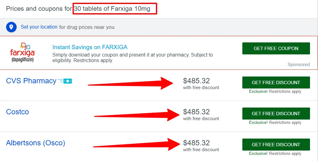 cost of farxiga