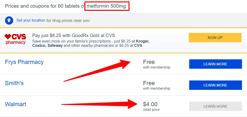 cost of metformin