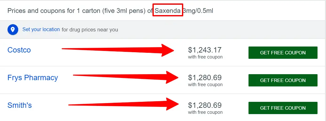 price of saxenda for one month supply